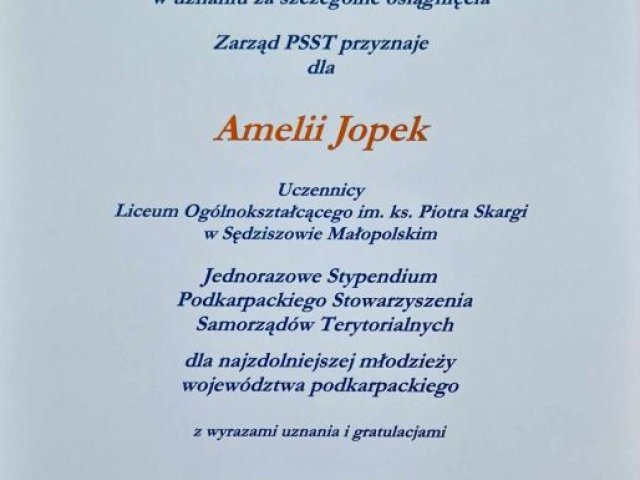 AMELIA JOPEK WŚRÓD NAJZDOLNIEJSZEJ MŁODZIEŻY PODKARPACIA!!!