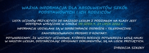 Lista uczniów przyjętych do naszego liceum